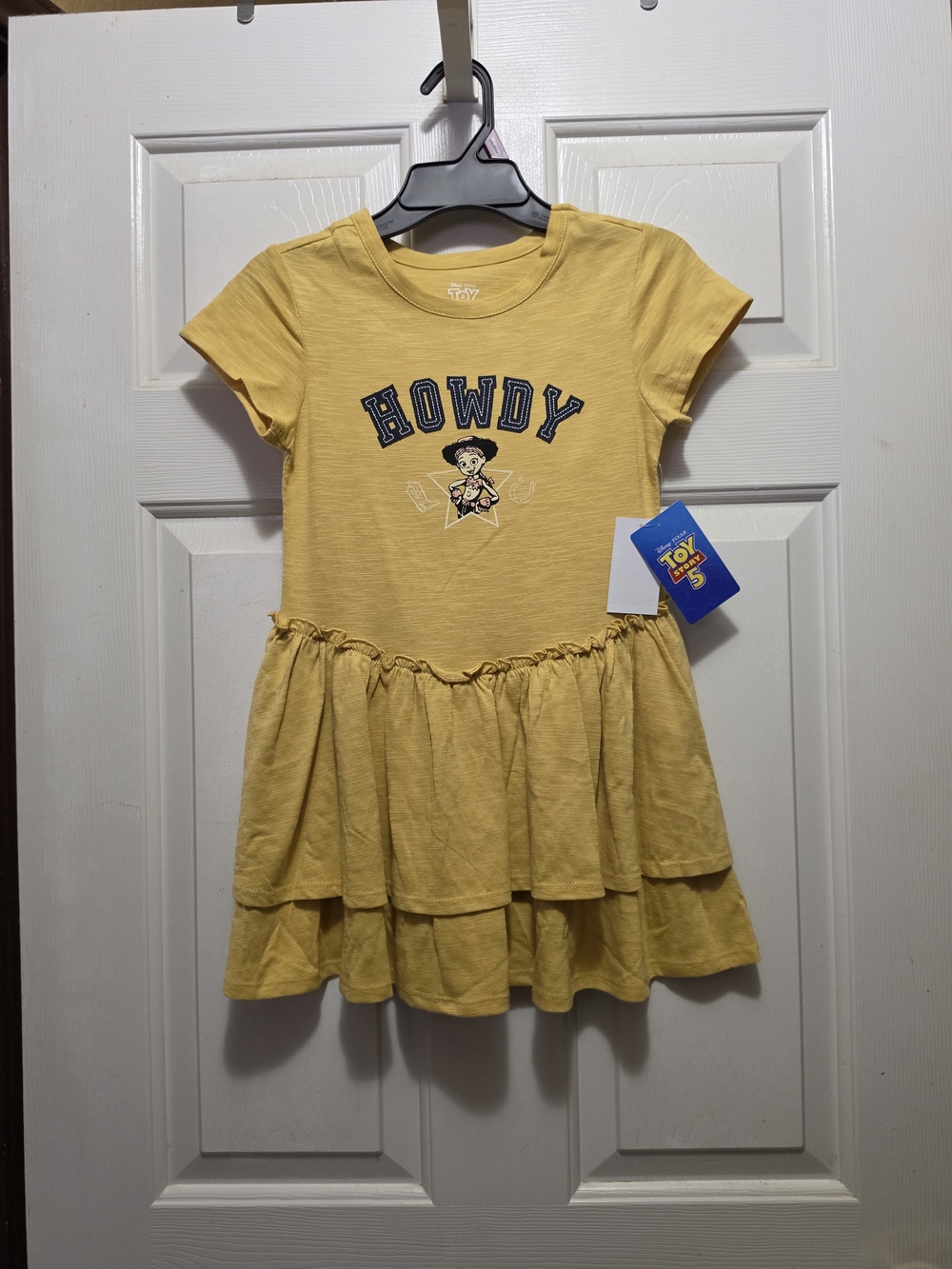 Disney Yellow 'Howdy' Tiered Girls Dress with Woody Graphic